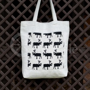 Printed semi-linen shopping bag "Moose"